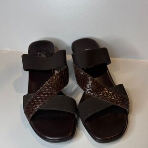 Elegant Brown Woven Strap Sandals
